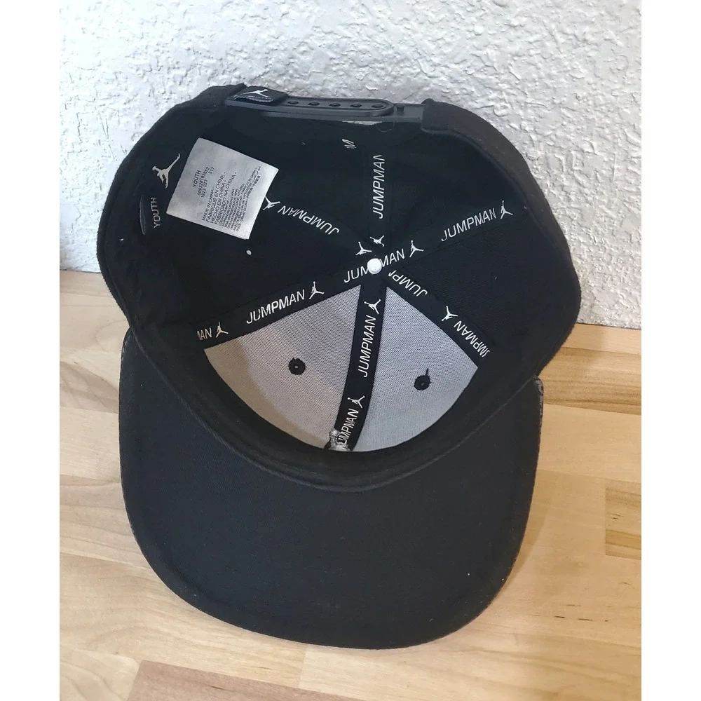 Jordan Youth Snapback Hat Black Grey Elephant Print Jumpman Cap 1923-023